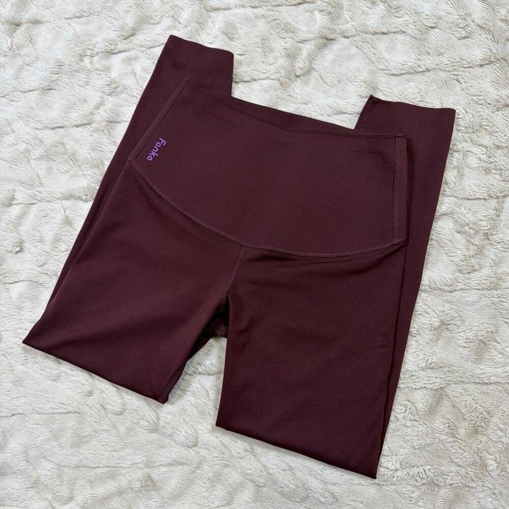 Fanka Body Sculpt Reversible High Rise Compression Workout Leggings Wine Size S